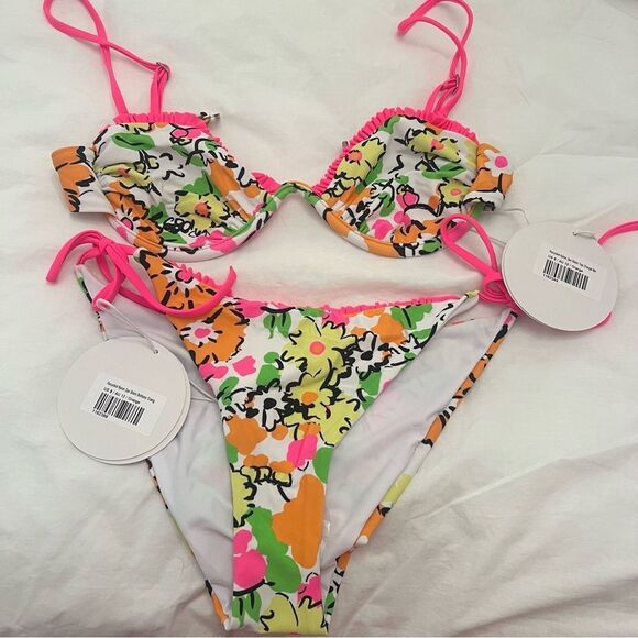 Princess Polly Zari Bikini Set Orange Multi Floral - Picture 2 of 6
